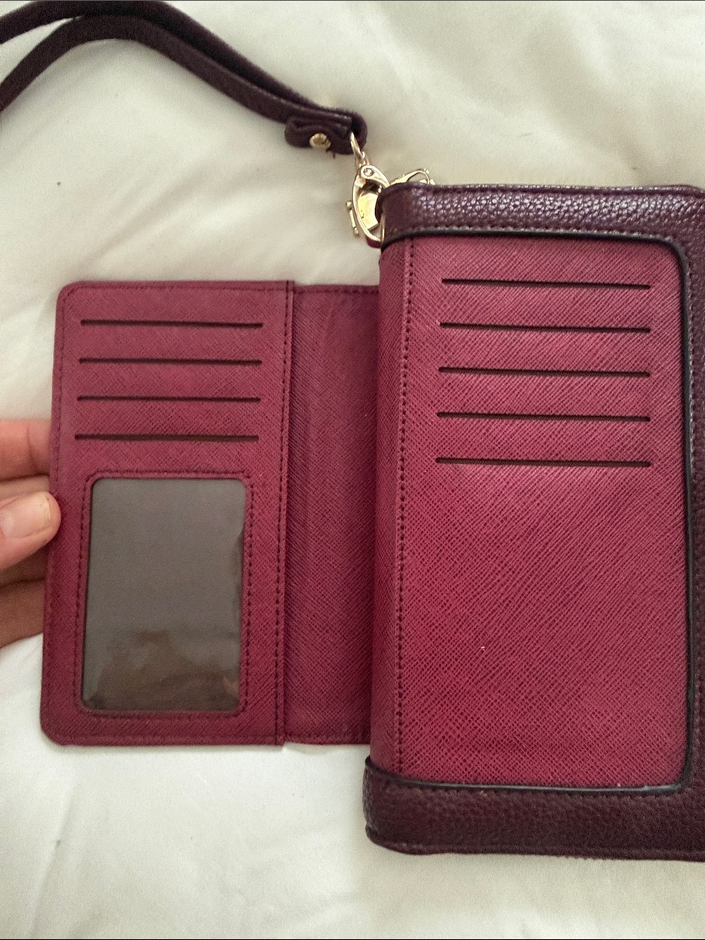 MICHAEL Michael Kors Wine Pebbled Leather Wristlet Card Holder - Picture 3 of 8